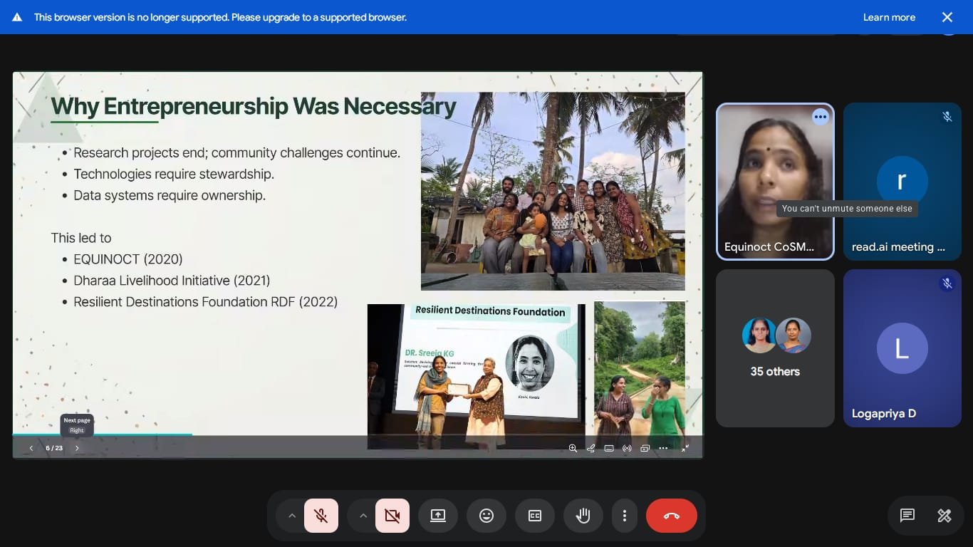 Presentation slide on community sourced science, technology, and resilience solutions
