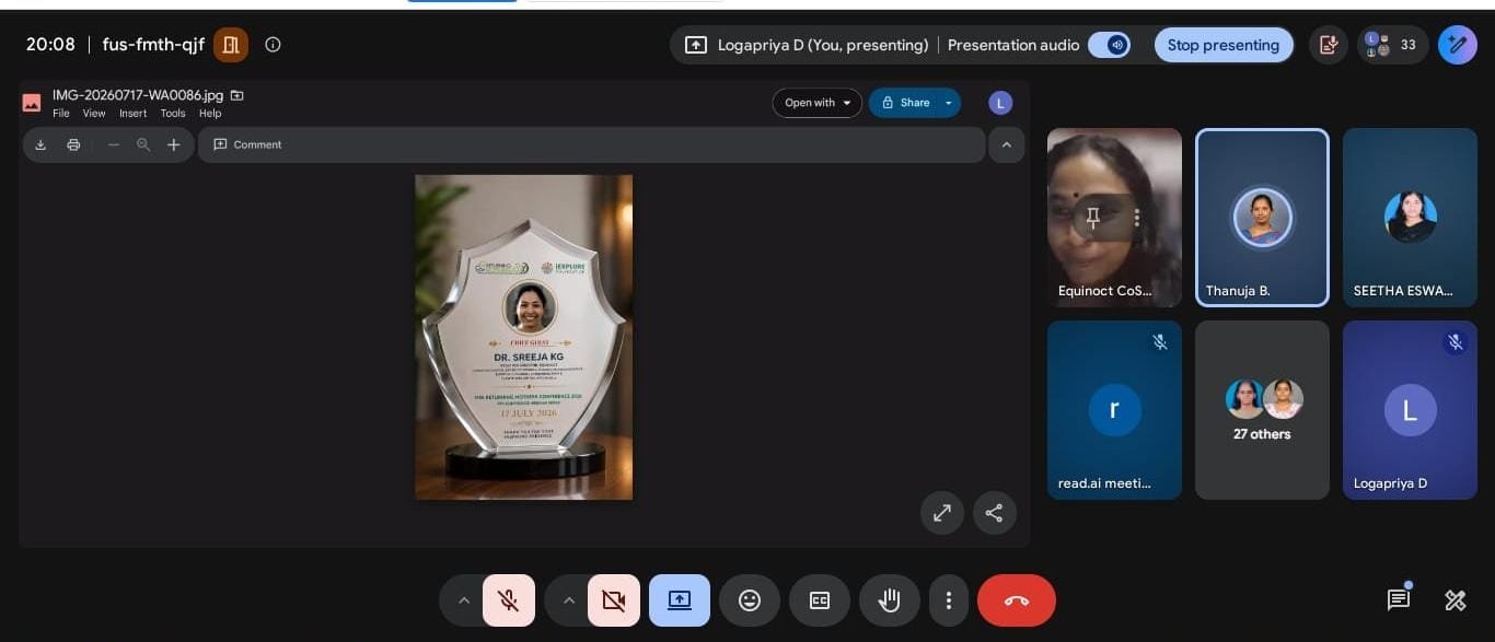 Dr. Sreeja K.G. presenting during the webinar